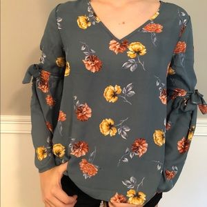 Floral blue shirt